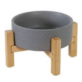  Сива керамична купа Zolux Kearmo Bowl Solo grey с бамбукова поставка