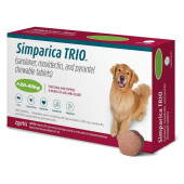 Дъвчащи обезпаразитяващи таблетки Simparica Trio за кучета с телесно тегло от 20 до 40 кг. 